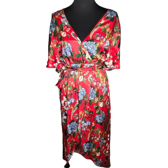 Alice + Olivia Clarine Floral Silk Wrap Dress - Picture 2 of 4